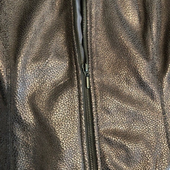 Ruby‎ Rd Faux Leather Jacket Motorcycle Brown Bronze Metallic Color sz 14 Fall - Picture 11 of 14